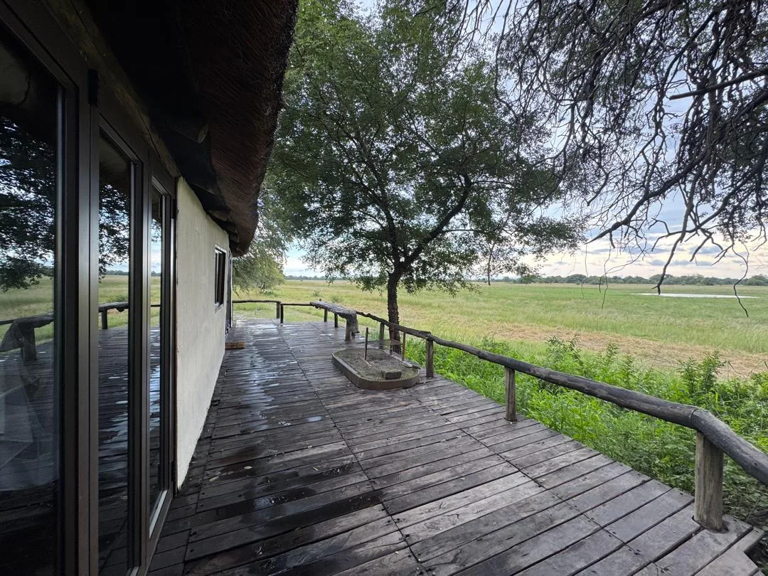 Livingstone’s House deck overlooking the green floodplain